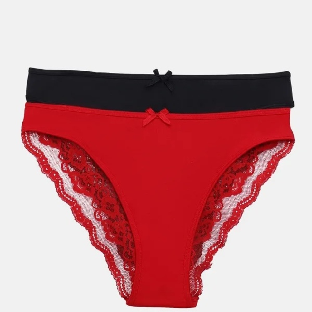 Joyspun Women's Cheeky Panties with Lace Back, 2-Pack Size XXXL(22)🆕